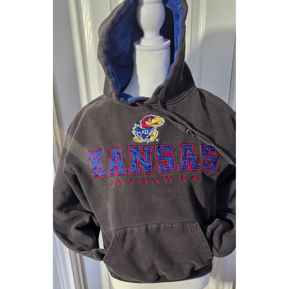 Campus Heritage Kansas Jayhawks Hoodie Small Charcoal Blue Collegiate Sweatshirt